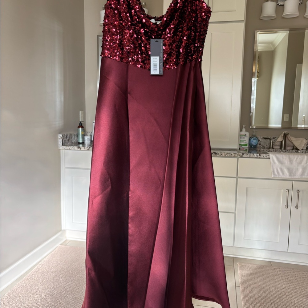 Sachin + Babi Burgundy Sequin Wedding Dress